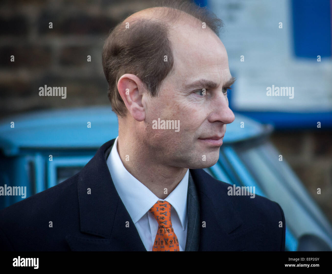 London, Großbritannien. 20. Jan 2015. Der Graf und die Gräfin von Wessex an einem Engagement in der Unterstützung der Queen's Diamond Jubilee Vertrauen und die Menschen von morgen Liebe auf der Gräfin 50. Geburtstag in St. Anselms Kirche, Kennington. Credit: Guy Corbishley/Alamy leben Nachrichten Stockfoto