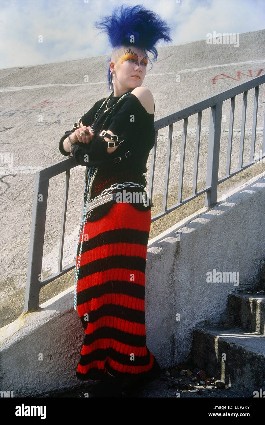 Weibliche Punkrocker Tracey Watson. Ca. 1985 Stockfoto