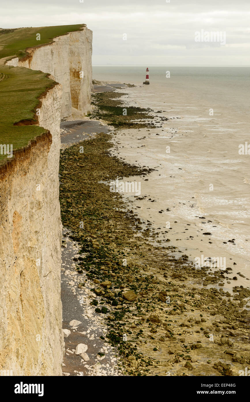Landschaft der Küste mit Klippen und Strände an touristischen Ort von Beachy Head, Eastbourne Stockfoto