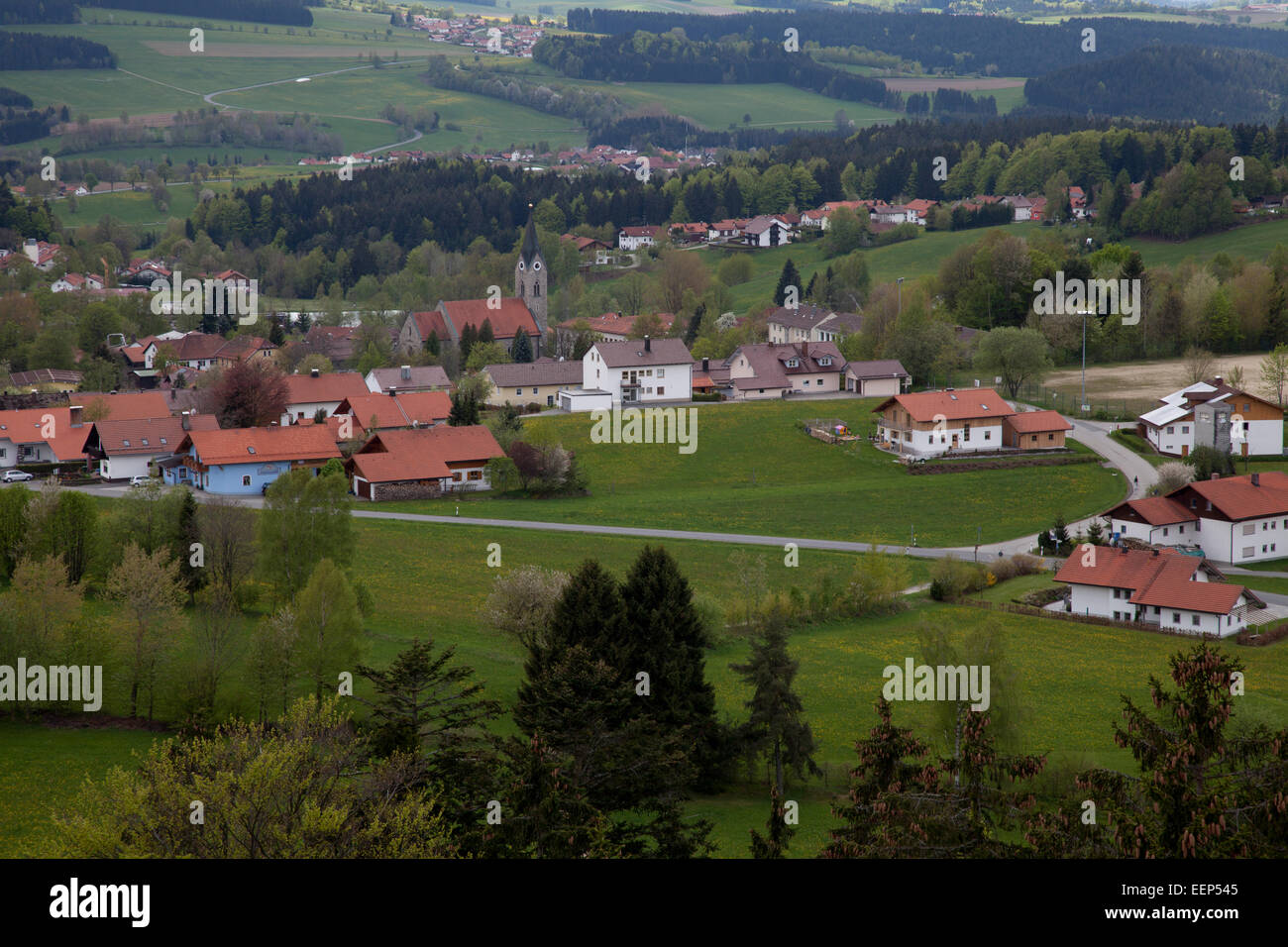 kleine Stadt Neuschönau / NP Bayerischer Wald, Nationalpark Bayerischer Wald Stockfoto