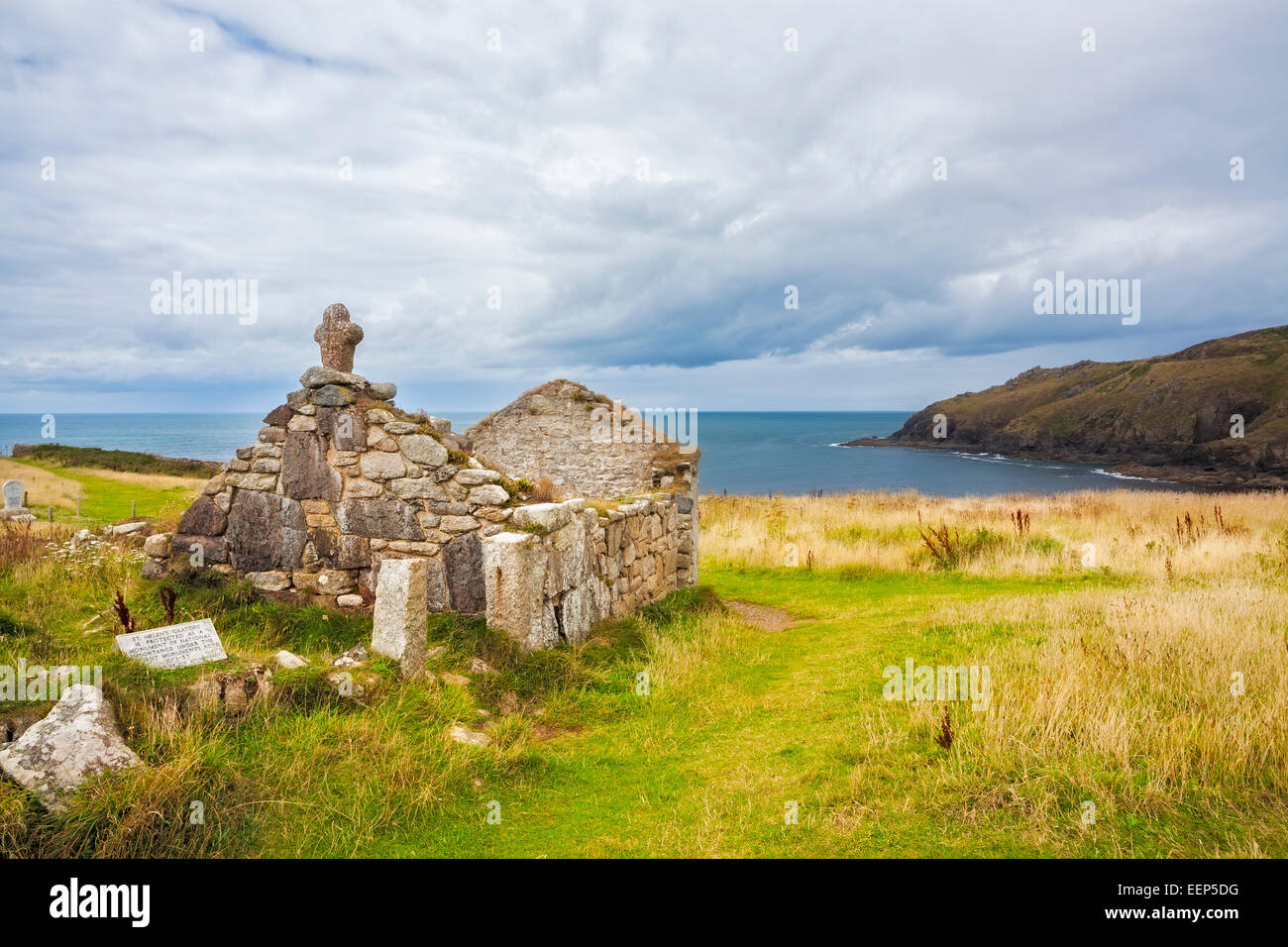 Ruinen der St. Helens Oratorium eine frühe christliche Struktur am Cape Cornwall in der Nähe von St nur Cornwall England UK Europe Stockfoto