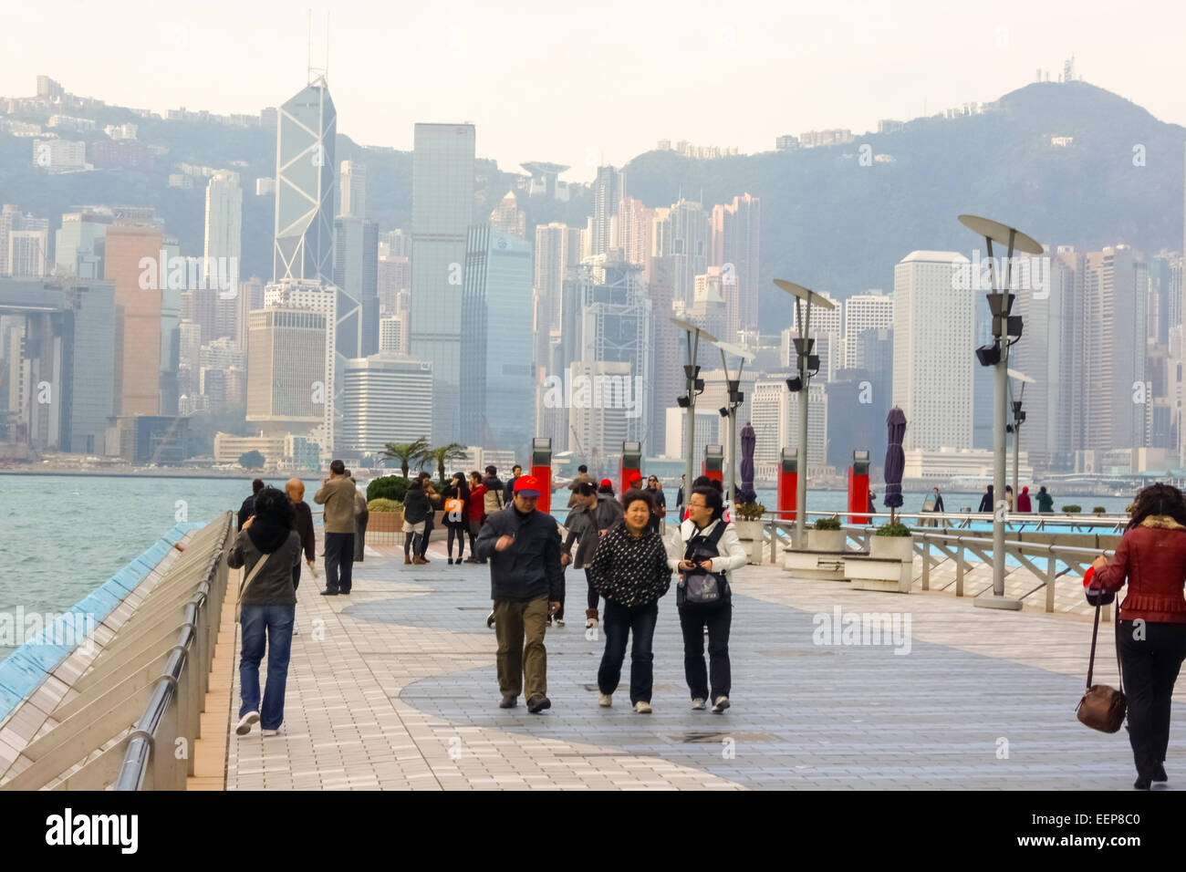 Avenue der Stars und die Skyline von Hongkong, Hongkong, China Stockfoto