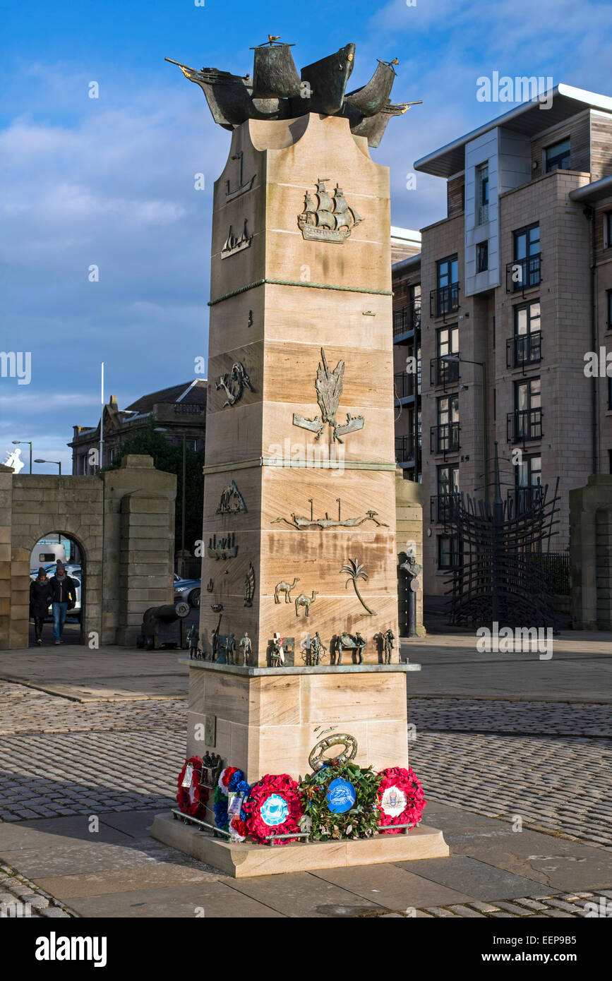 Schottlands Handelsmarine Denkmal am Ufer in Leith, Edinburgh, Schottland, Großbritannien. Stockfoto
