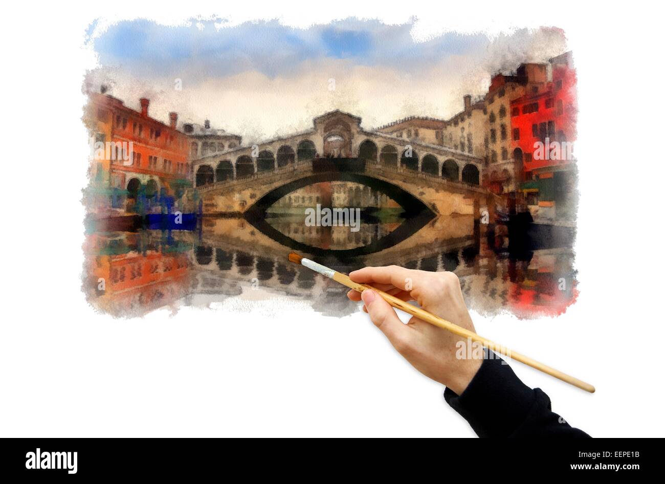 Abbildung gemalt über Szenen von Venedig Stockfoto