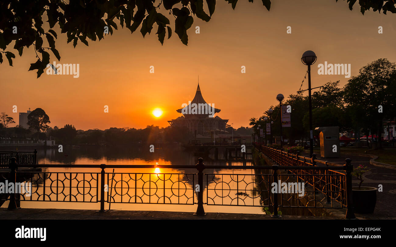 Morgen in Kuching Waterfront Stockfoto