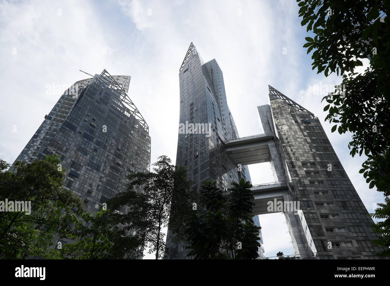 Reflexionen an der Keppel Bay von Architekt Daniel Libeskind. Singapur. Stockfoto