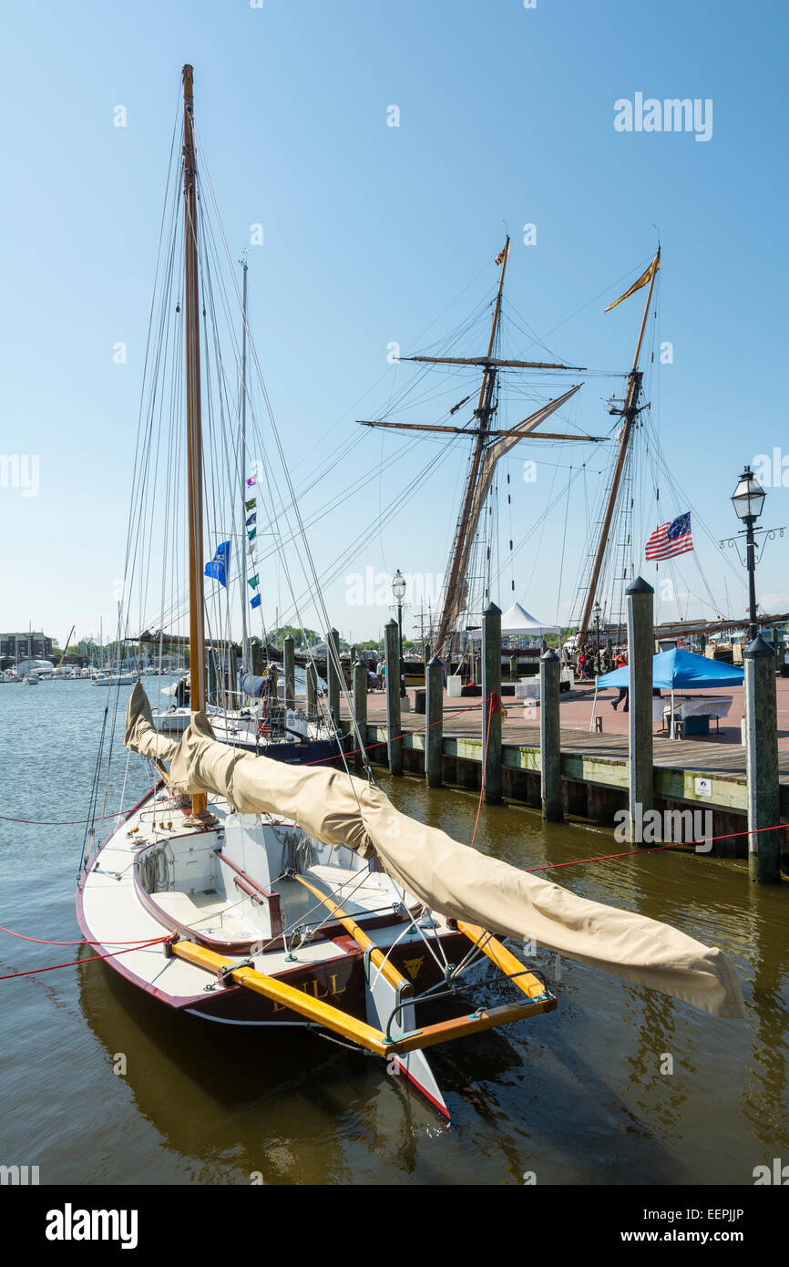 Maryland, Annapolis, Stadt Dock, Segelboot Stockfoto