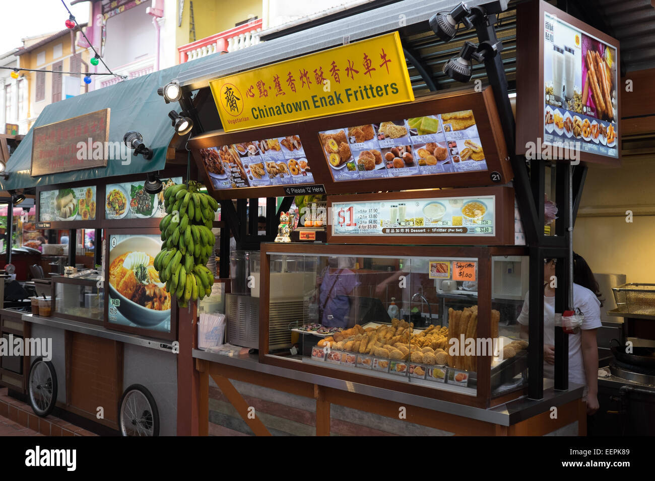 Singapur Chinatown Straße Garküche. Stockfoto