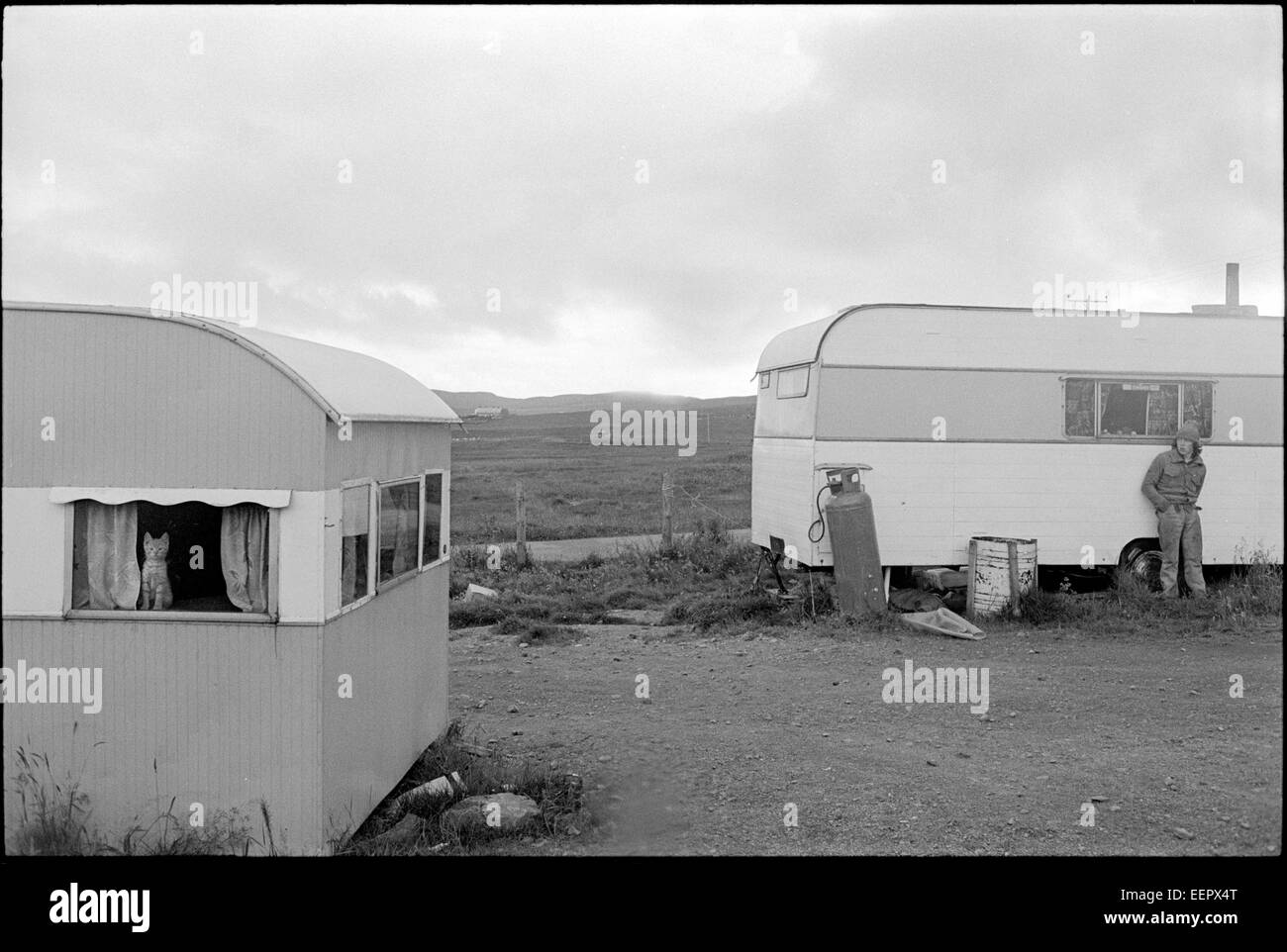 Caravan-Park, Hillswick, Shetland. Stockfoto