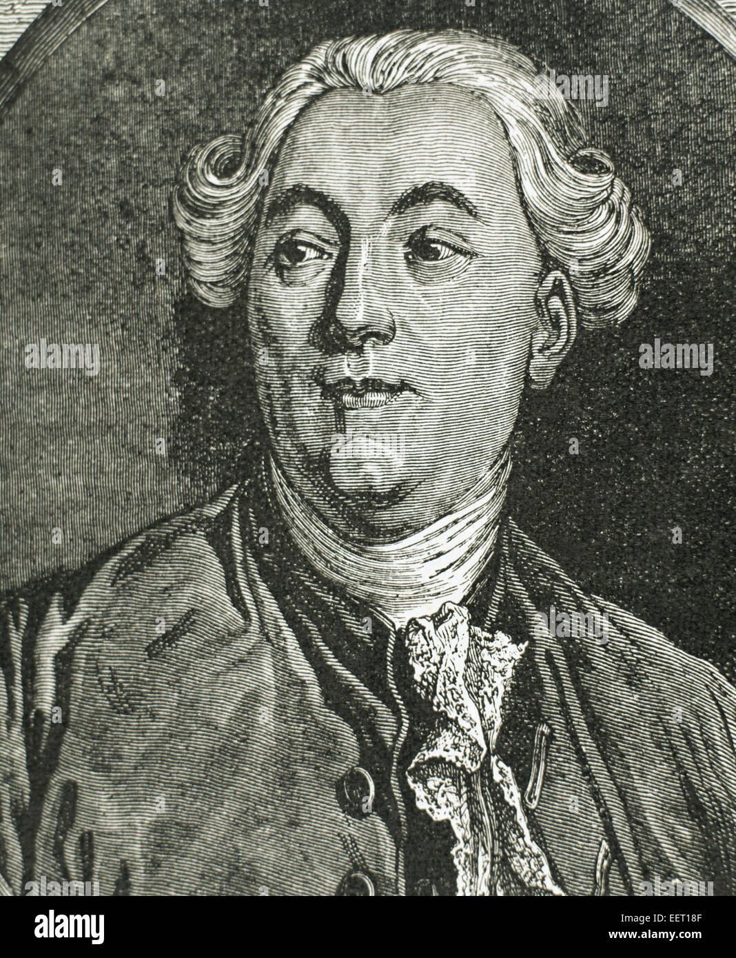 Jacques Necker (1732-1804). Französischer Staatsmann und Finance Minister von König Louis XVI von Frankreich. Porträt. Kupferstich, 1903. Stockfoto Jacques Necker (1732-1804). Französischer Staatsmann und Finance Minister von König Louis XVI von Frankreich. Porträt. Kupferstich, 1903. Stockfoto