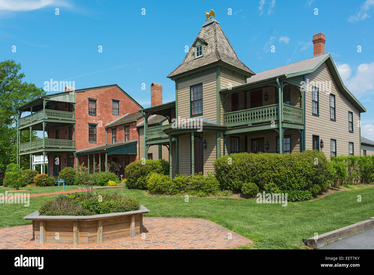 Maryland, Ostufer, St. Michaels, Chesapeake Bay Maritime Museum, Marine zeigen historische Häuser, ca. 19C Stockfoto