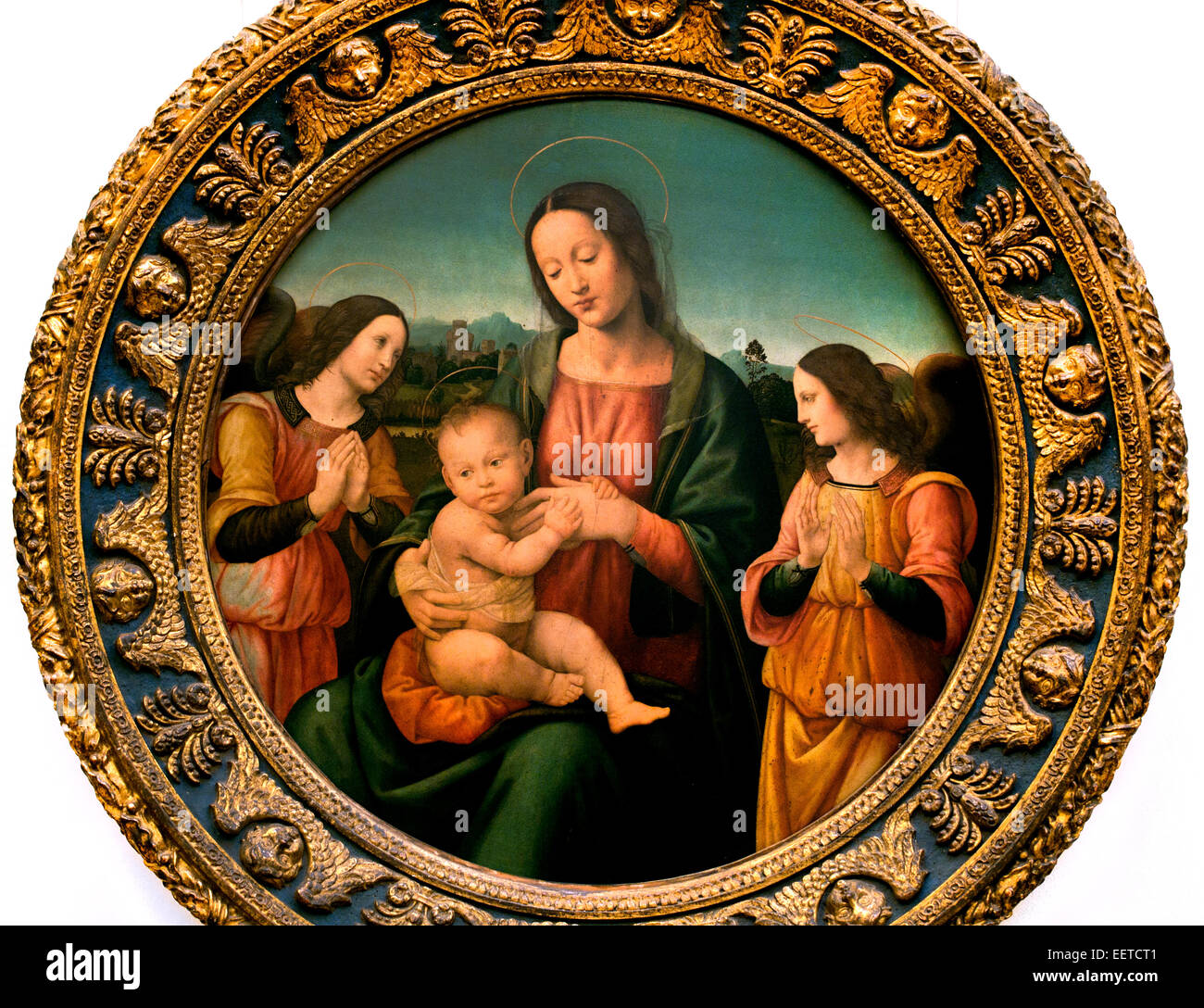 Madonna mit dem Kind und Engel (1510) Giovanni Antonio Sogliani (1492 – 1544) Renaissance Italien Italienisch Stockfoto