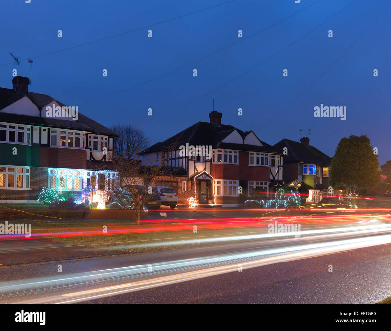 Inländische Weihnachtsbeleuchtung Stockfoto