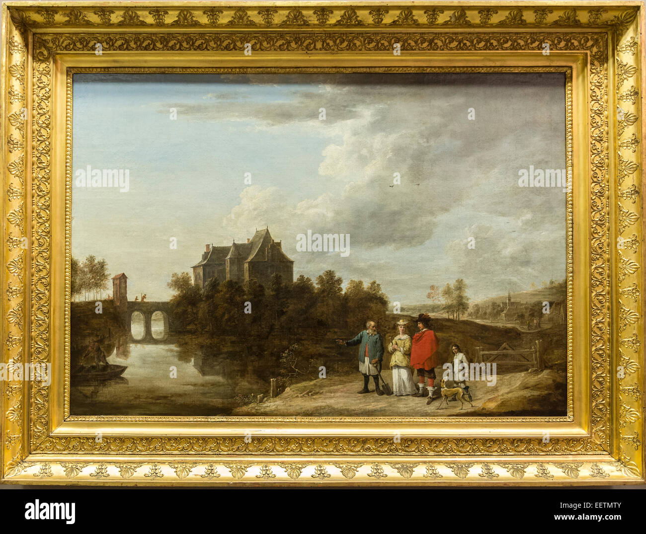 David Teniers Gemälde "Landschaft mit Burg", Öl auf Leinwand, 1652, Musée Fabre Montpellier, Frankreich Stockfoto