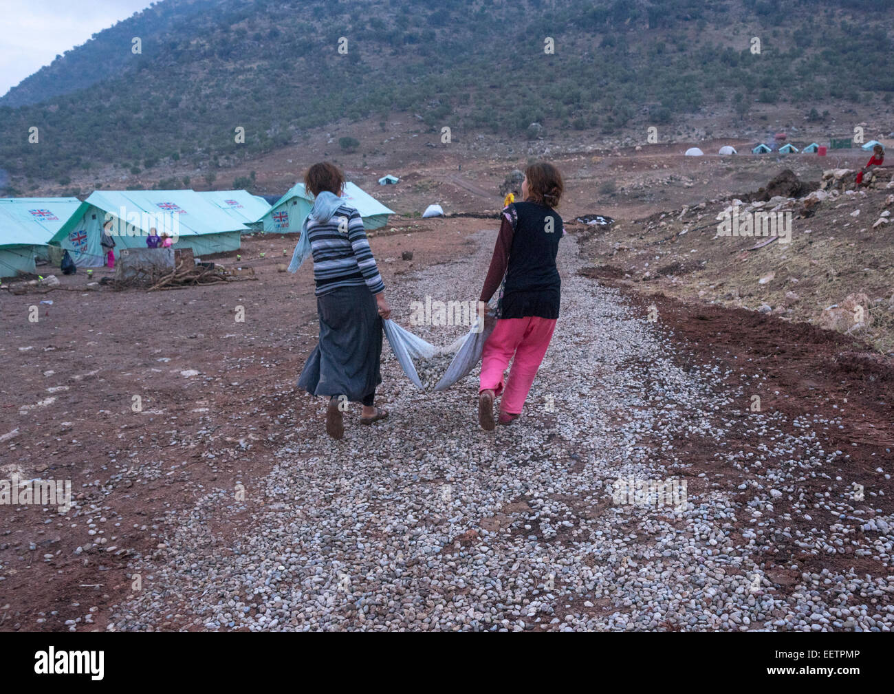 Yezedi-Flüchtlinge, Vertriebene aus Sinjar, Lalesh Tempel, Kurdistan, Irak Stockfoto