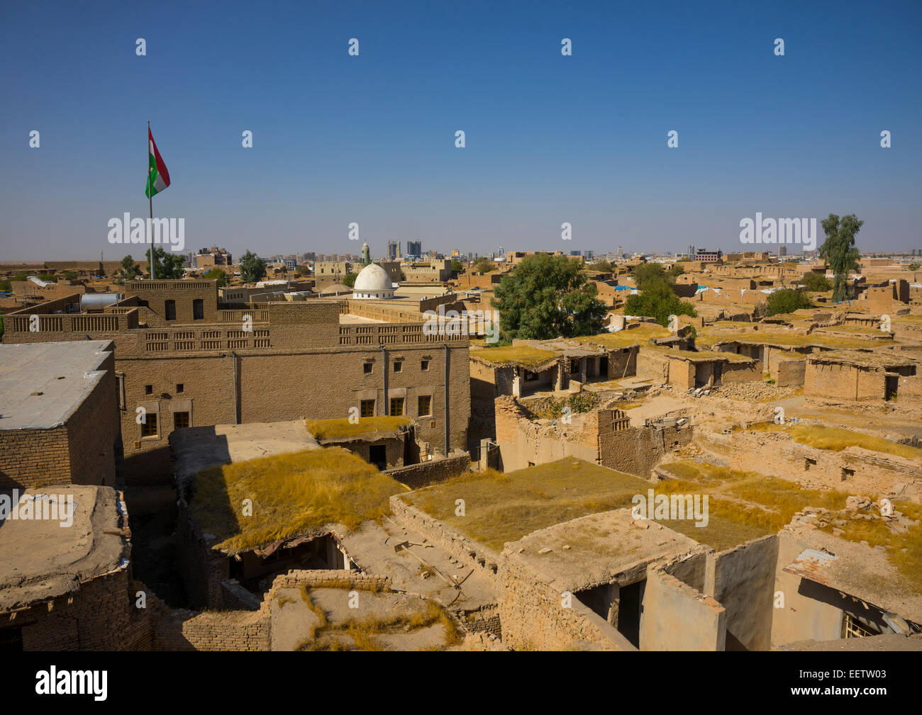 Alte Häuser mit flachen Dächern innerhalb der Zitadelle, Erbil