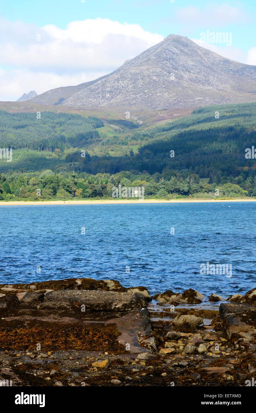 Goat Fell und Brodick Bay auf der Isle of Arran Stockfoto