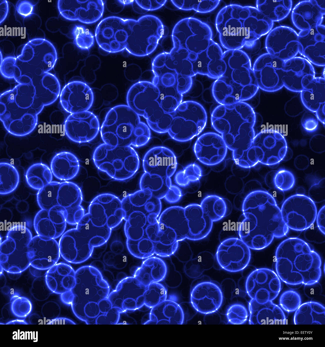 Blaue organischen Zellen unter hoher Vergrößerung Stockfoto