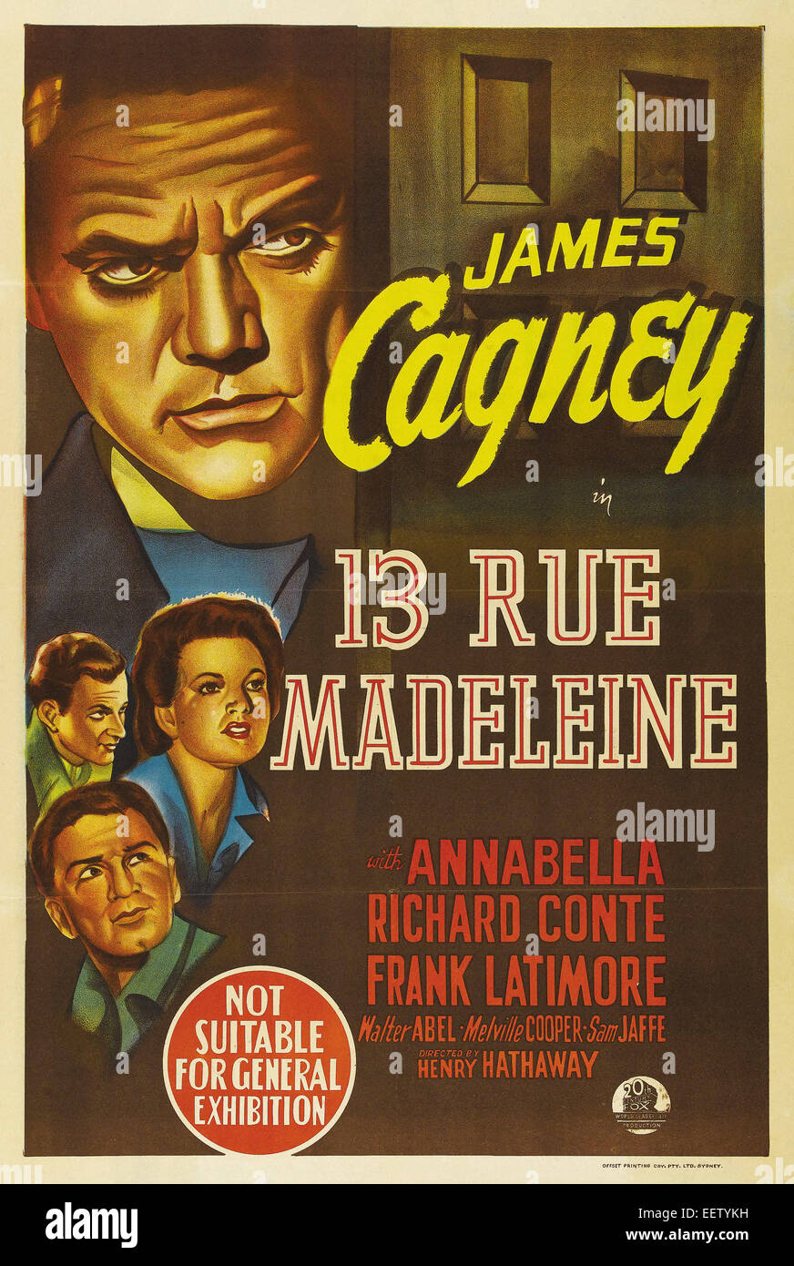 13 rue Madeleine - James Cagney - Filmplakat Stockfoto