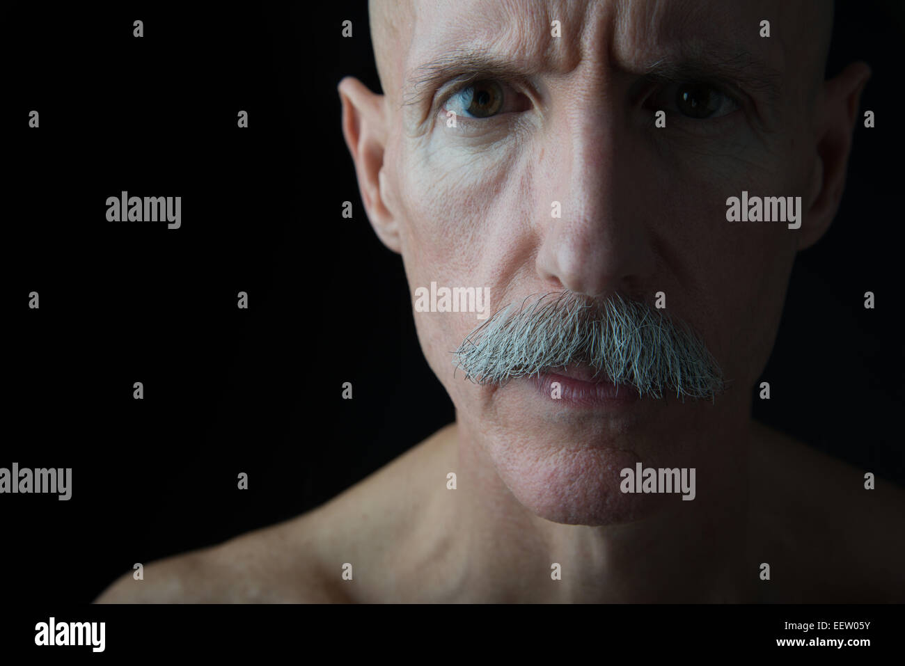 Alten Glatzkopf in Stirnseite mit Textfreiraum Stockfoto