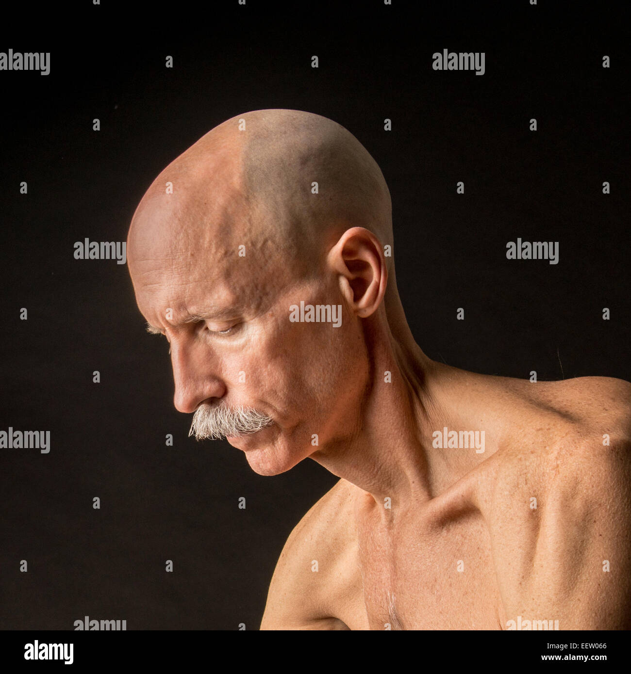 Alten Glatzkopf im Profil Stockfoto