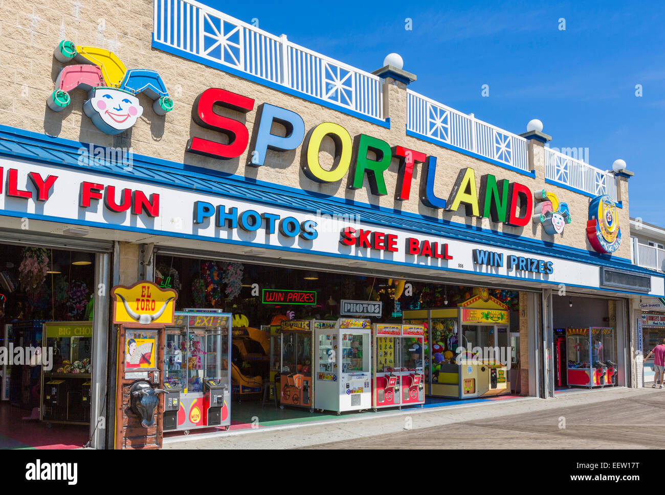 Spielhalle auf der Promenade in Ocean City, Maryland, USA Stockfoto