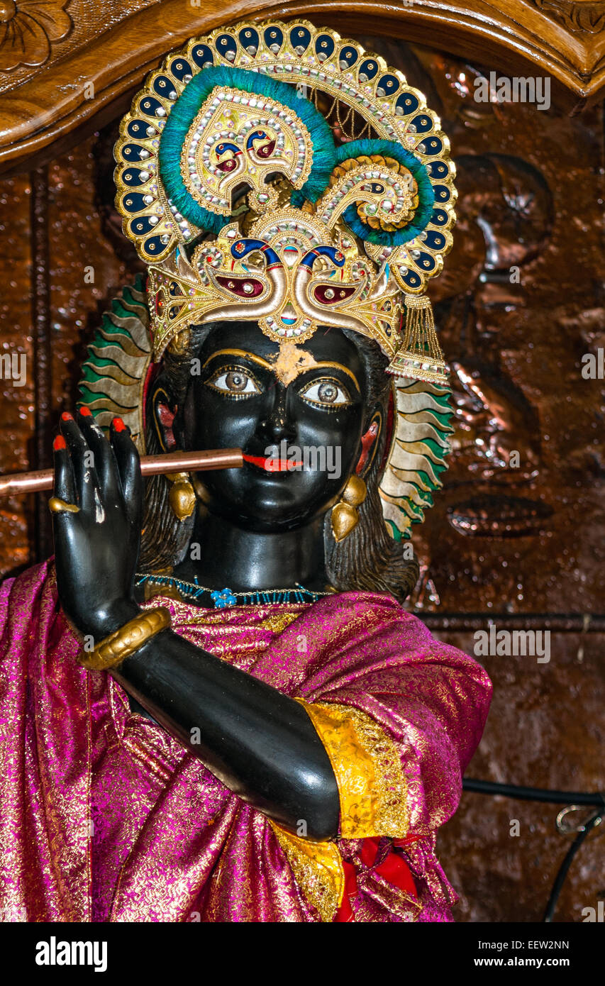 Statue des Hindu Gott Krishna Porträts als schwarze Person an der