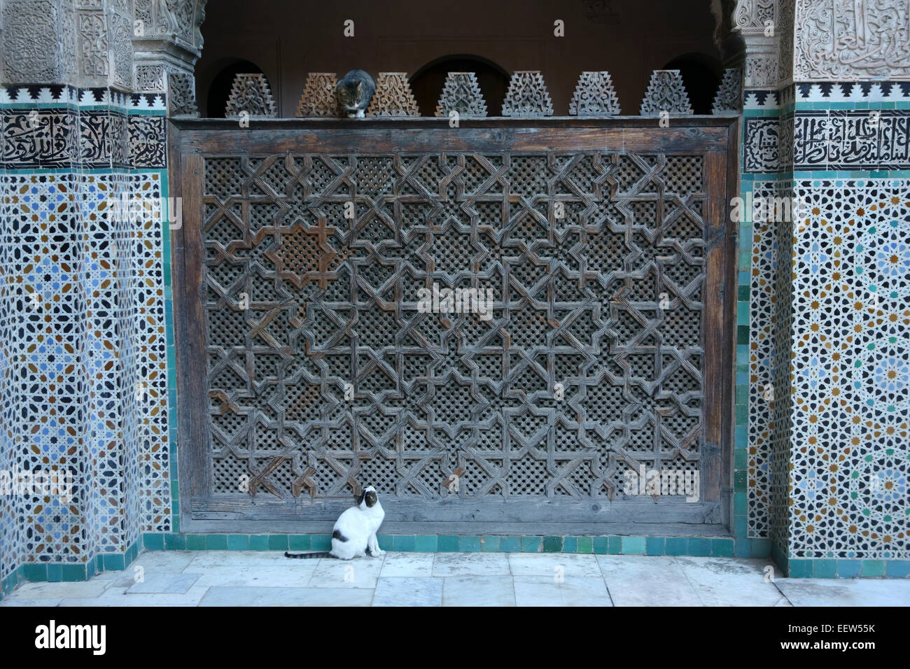 Innenhof der Medersa Bou Inania, Fes, Marokko Stockfoto