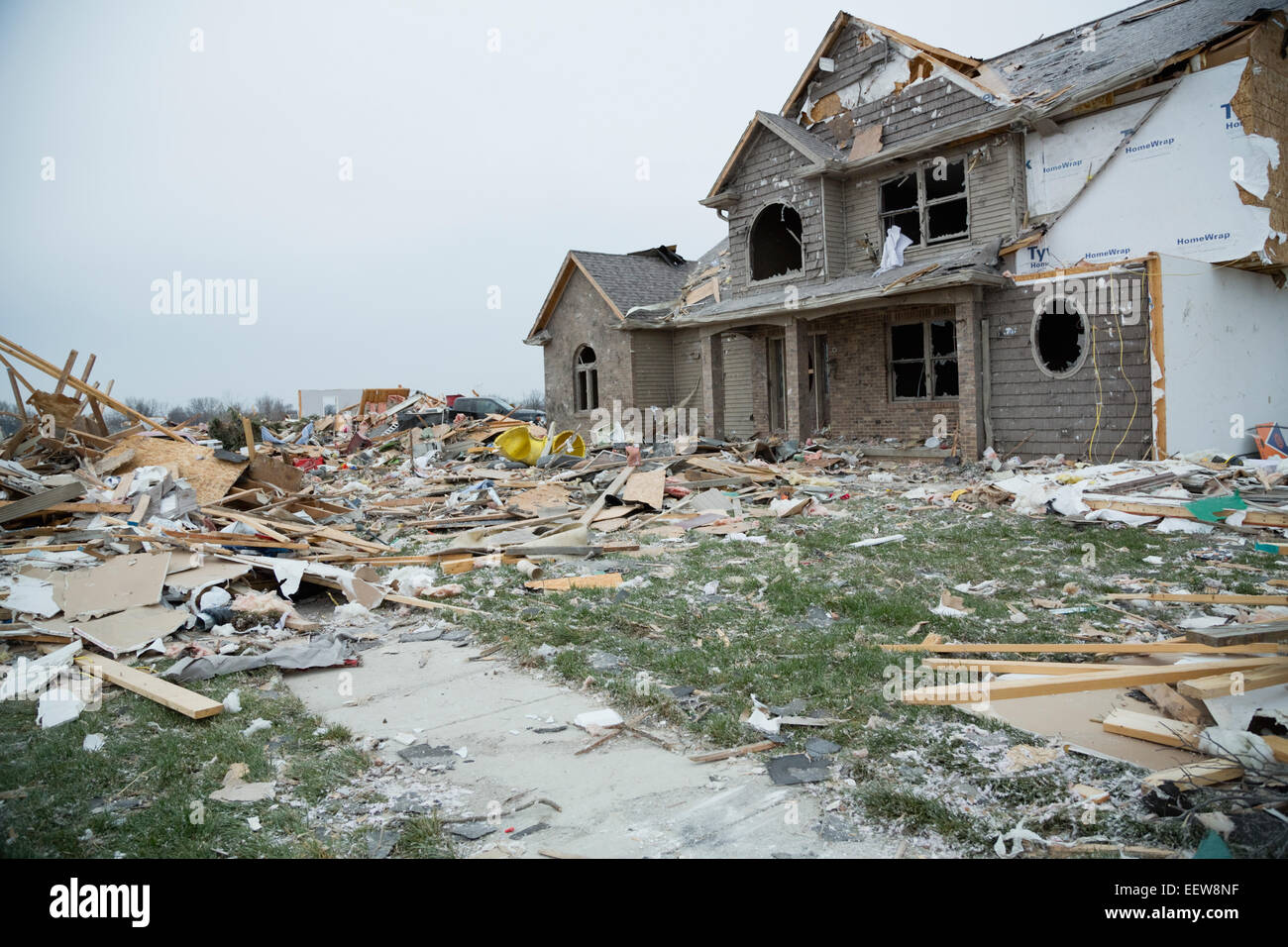 Haus durch einen Tornado zerstört Stockfoto