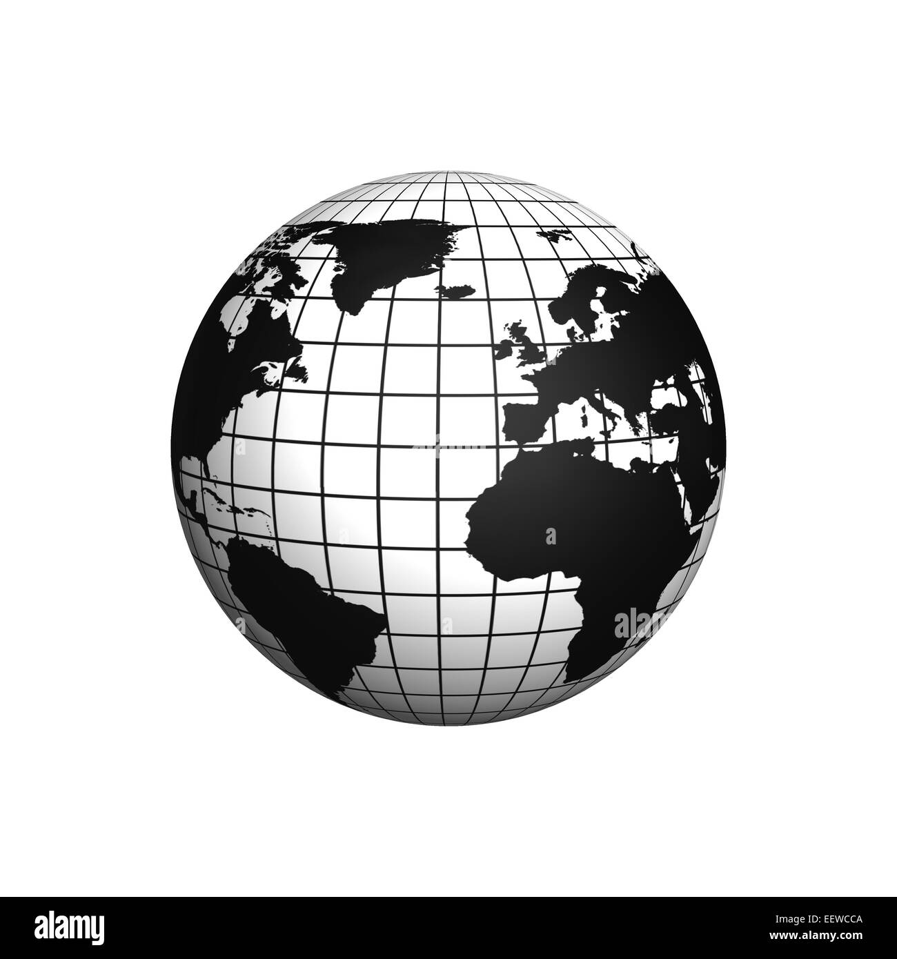 Globus-Symbol Abbildung auf weißem Hintergrund Stockfoto