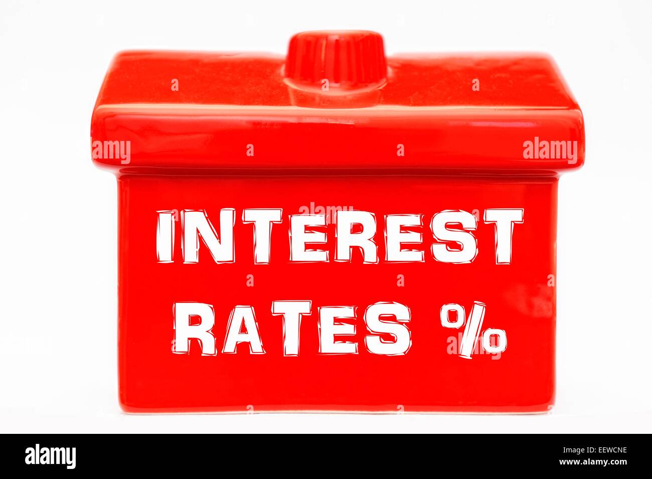 Zinsen auf einem roten Haus Stockfoto