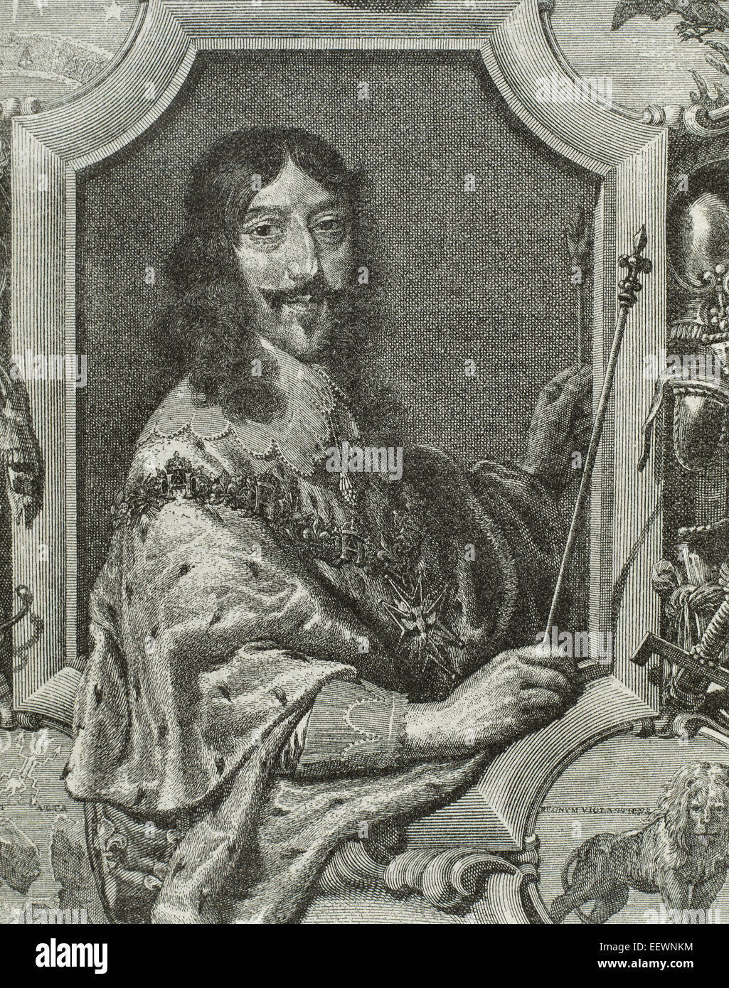 Ludwig XIII. (1601-1643). König von Frankreich. Porträt. Gravur in "La Historia Universal", 1885. Stockfoto
