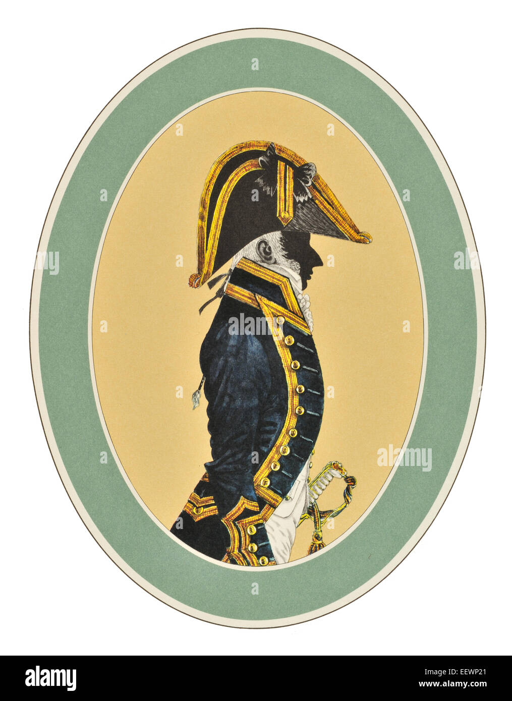 Royal Navy Commander Full Dress 1795 1812 ihrer Majestät blau weiß rot zeremonielle einheitliche maritime marine Naval British Empire Stockfoto