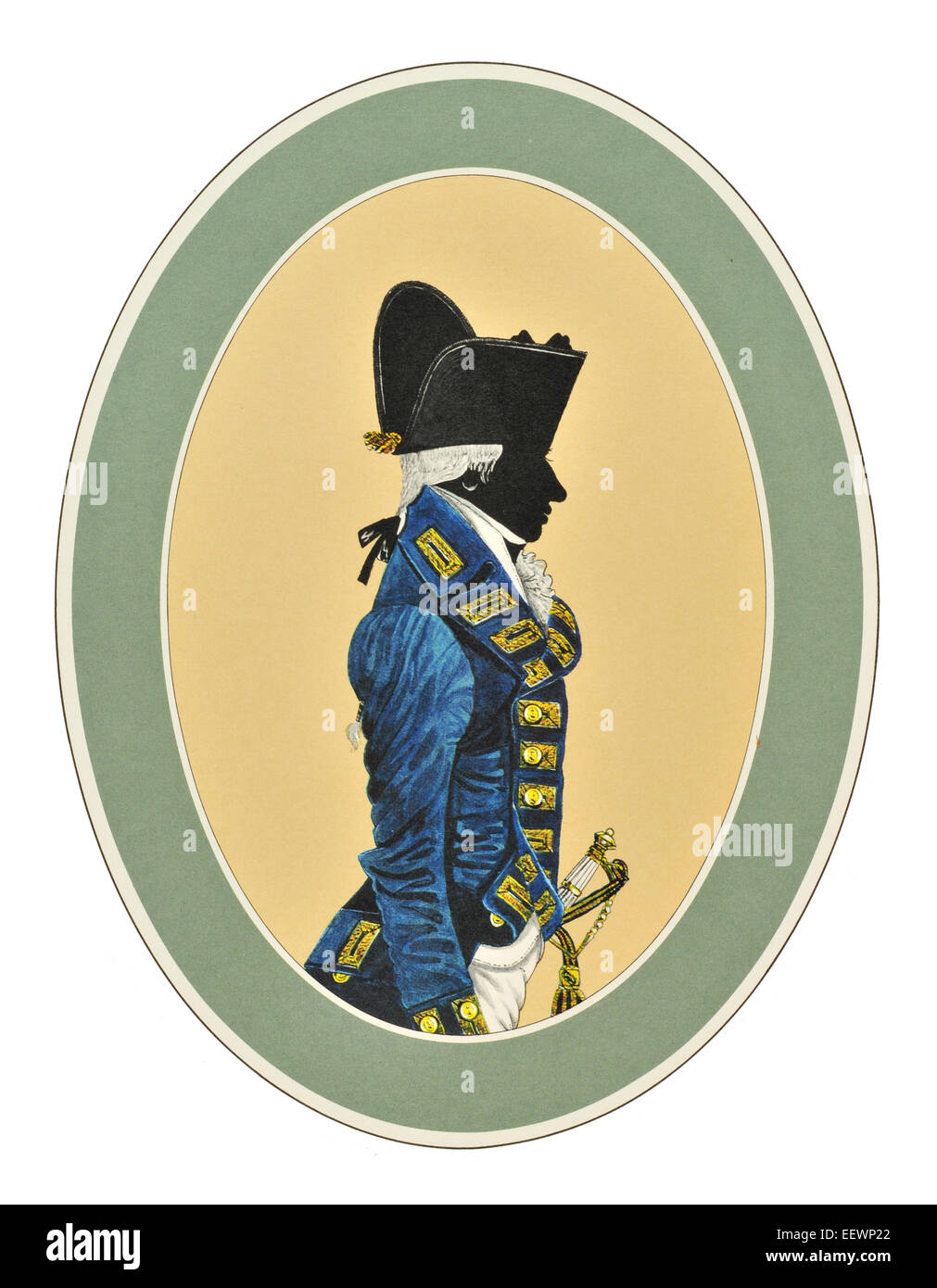 Kapitän drei Jahre post Uniform Kleid 1787 1795 ihrer Majestät Royal Navy blau weiß rot zeremonielle einheitliche maritime marine Stockfoto
