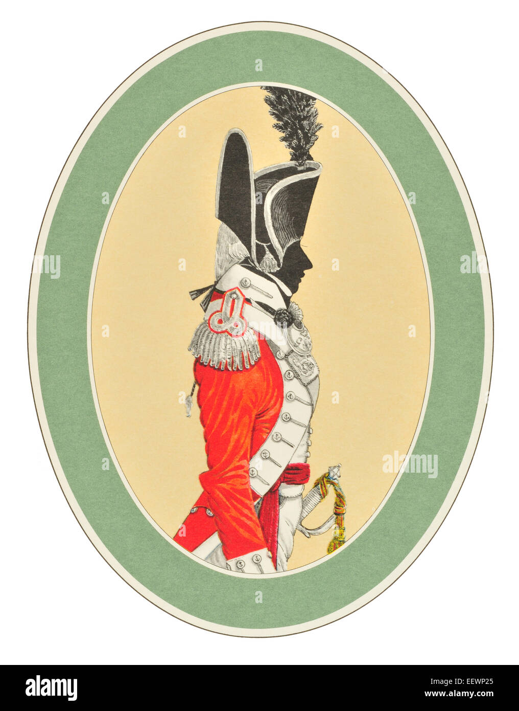 Ein Offizier der Marines ca. 1796 Marine ihrer Majestät Royal Navy blau weiß rot zeremonielle einheitliche maritime Marine Stockfoto