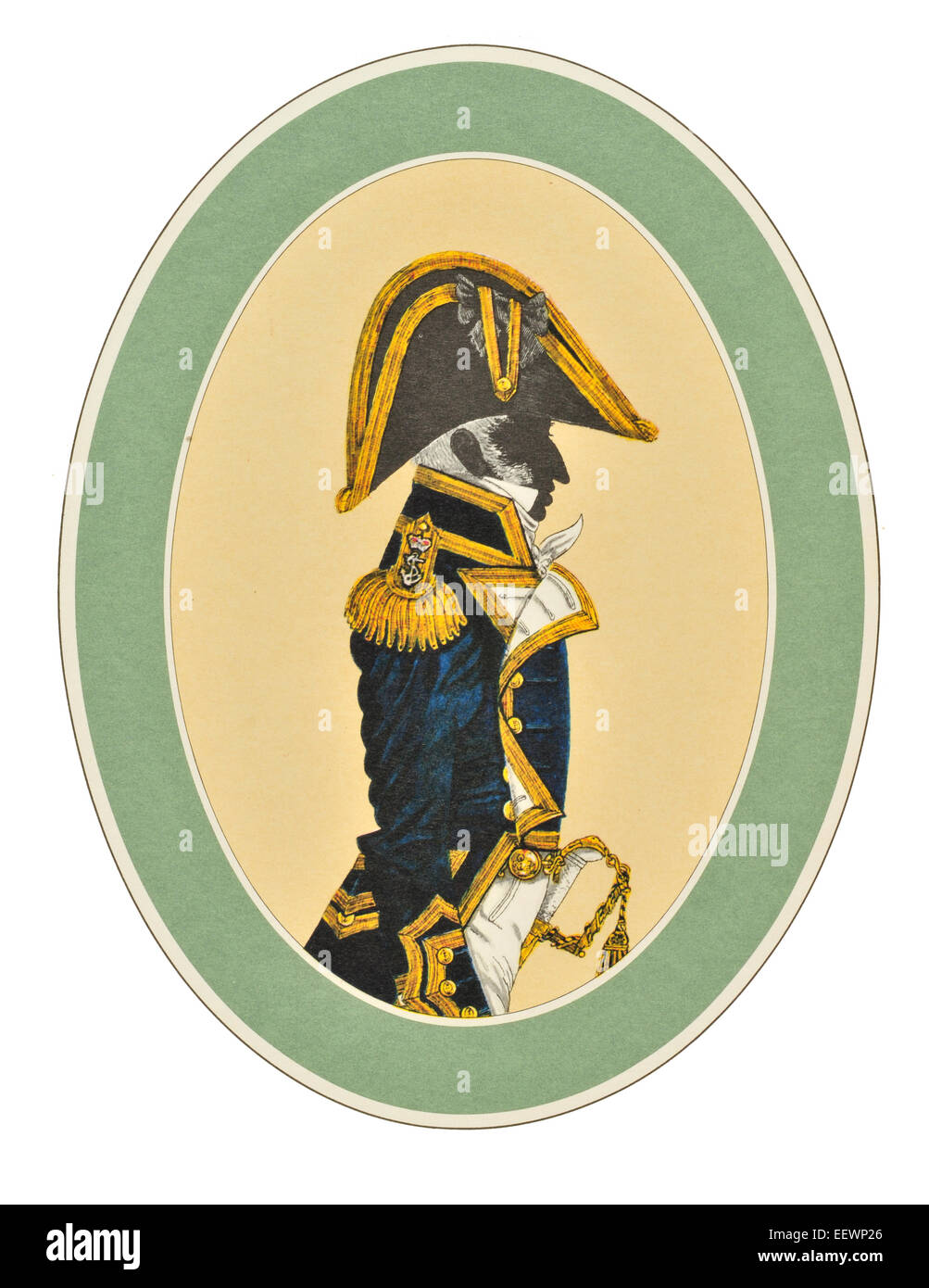 Kapitän drei Jahre post volles Kleid 1812 1825 ihrer Majestät Royal Navy blau weiß rot zeremonielle einheitliche maritime marine Naval Stockfoto