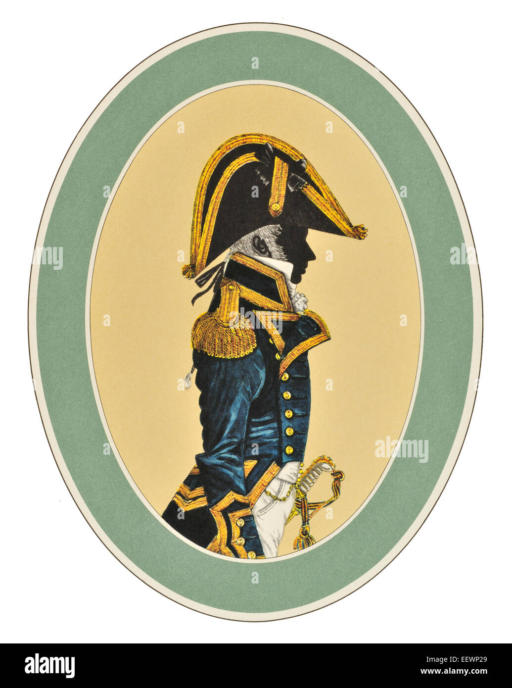 Kapitän Full Dress 1795 1812 ihrer Majestät Royal Navy blau weiß rot zeremonielle einheitliche maritime marine Naval British Empire Stockfoto
