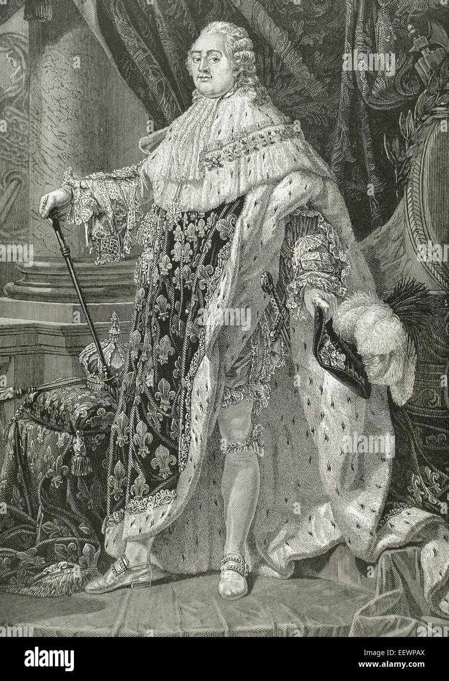 Ludwig XVI. (1754-1793). König von Frankreich. Porträt. Kupferstich, 19. Jahrhundert. Stockfoto