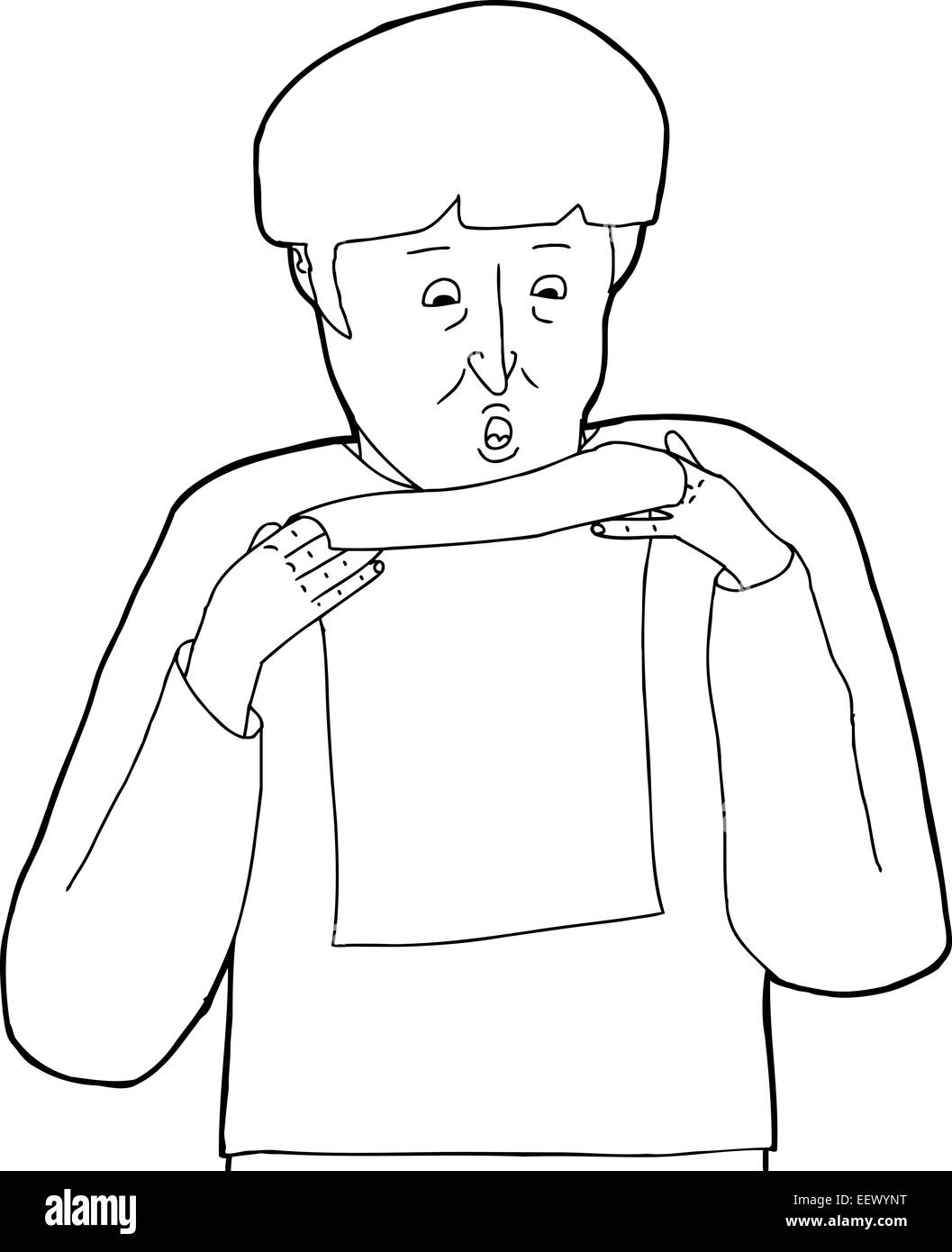 Cartoon Outline Man Reading Letter Fotos Und Bildmaterial In Hoher