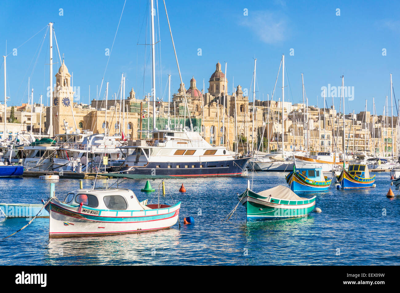 Vittoriosa Waterfront Marina Dockyard Creek Birgu der drei Städte Valletta Malta EU Europa Stockfoto