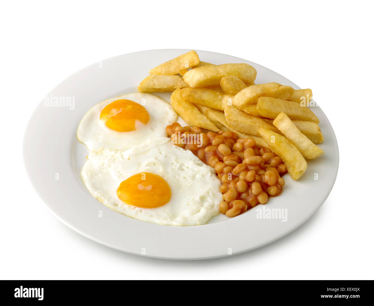 doppelte Ei Bohnen und Pommes frites Stockfoto