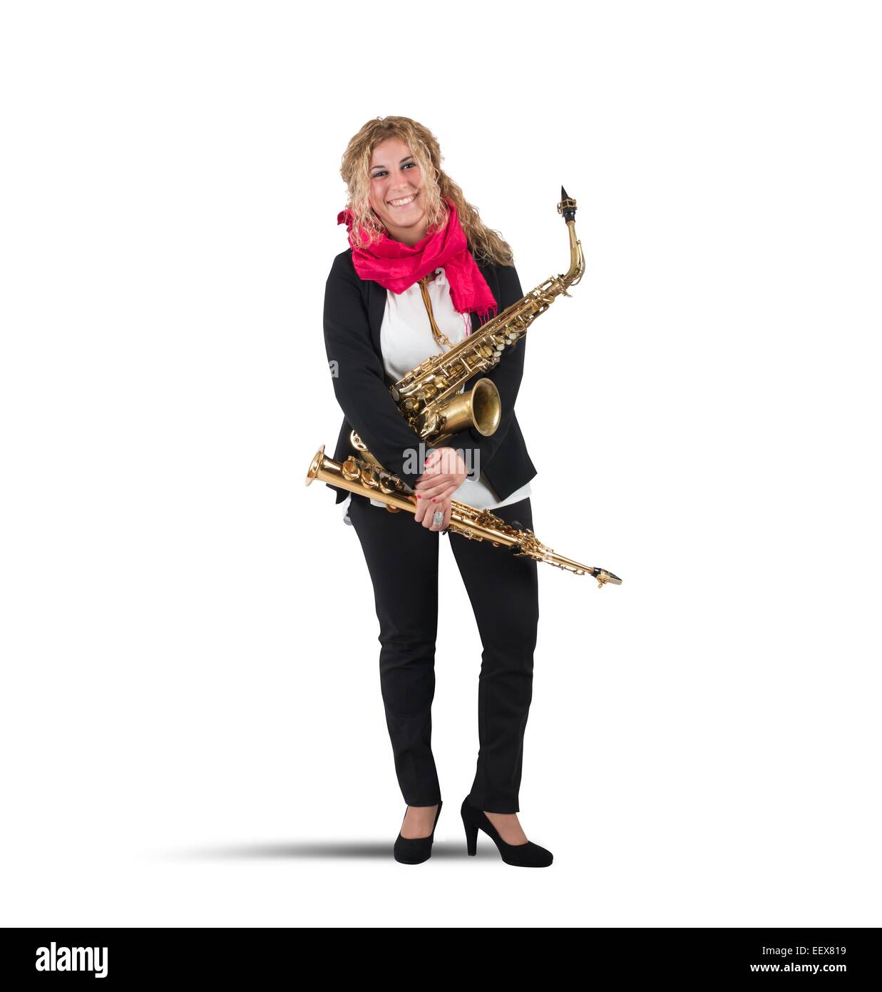 Musiker und Trompete Stockfoto