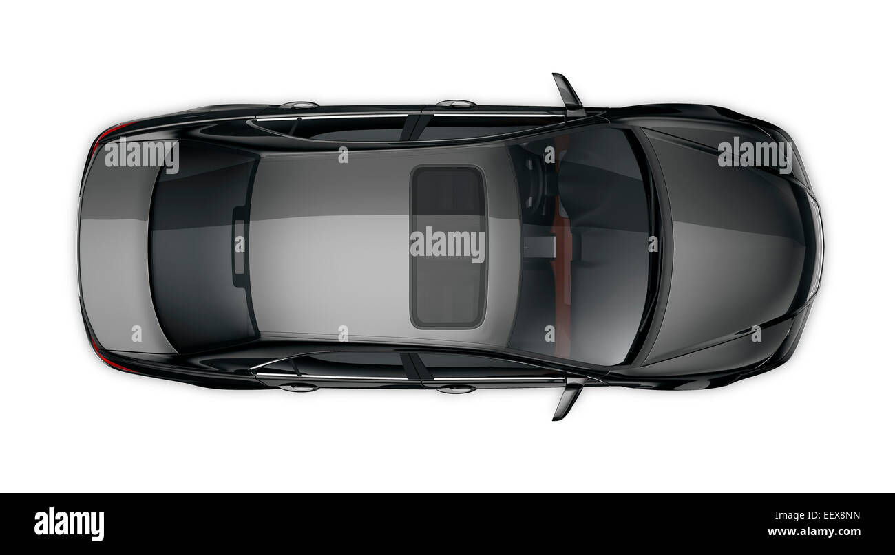 Isolierte schwarzes Auto auf weißem Hintergrund Stockfoto