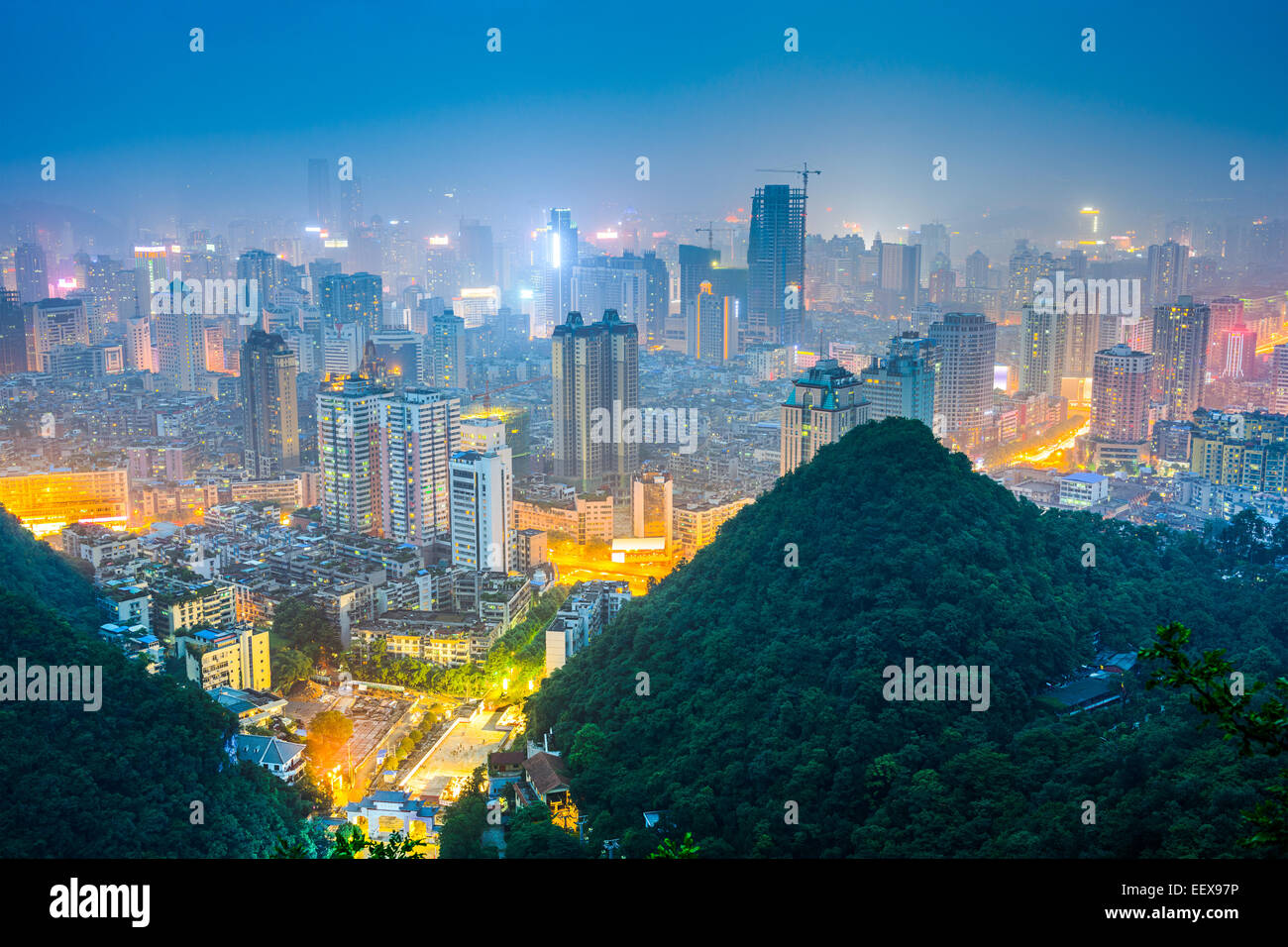 Guiyang, Guizhou, China Innenstadt Skyline. Stockfoto