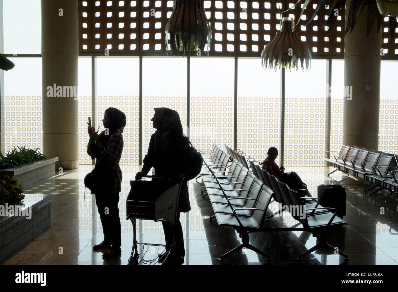 Abflug-terminal am Chhatrapati Shivaji International Airport, Mumbai, Flughafen, Bombay, Maharashtra, Indien, Asien. Stockfoto