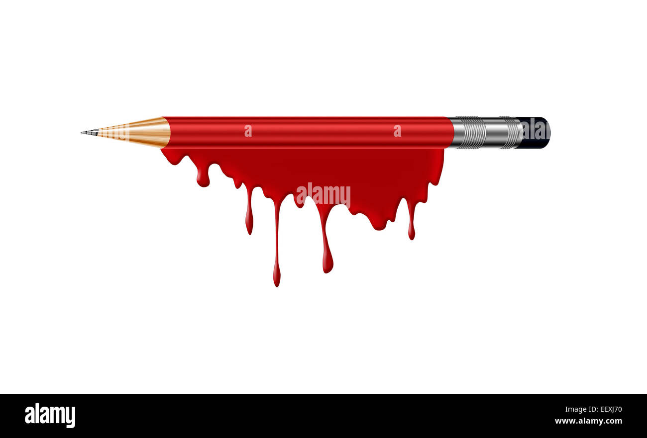 Bleistift im Blut als Symbol der Terroranschlag in Frankreich Stockfoto