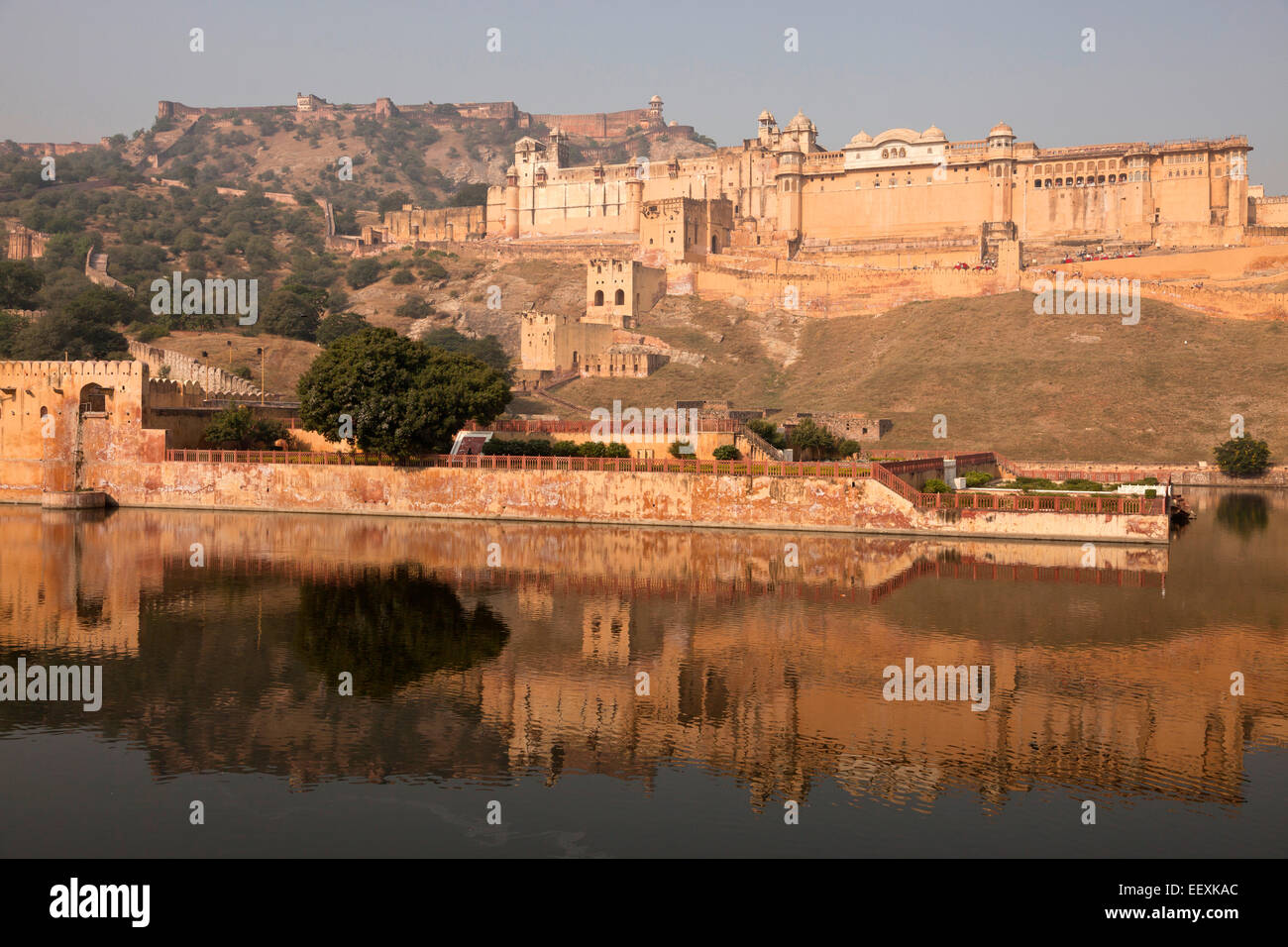 Amber Fort und Maota See, Jaipur, Rajasthan, Indien Stockfoto