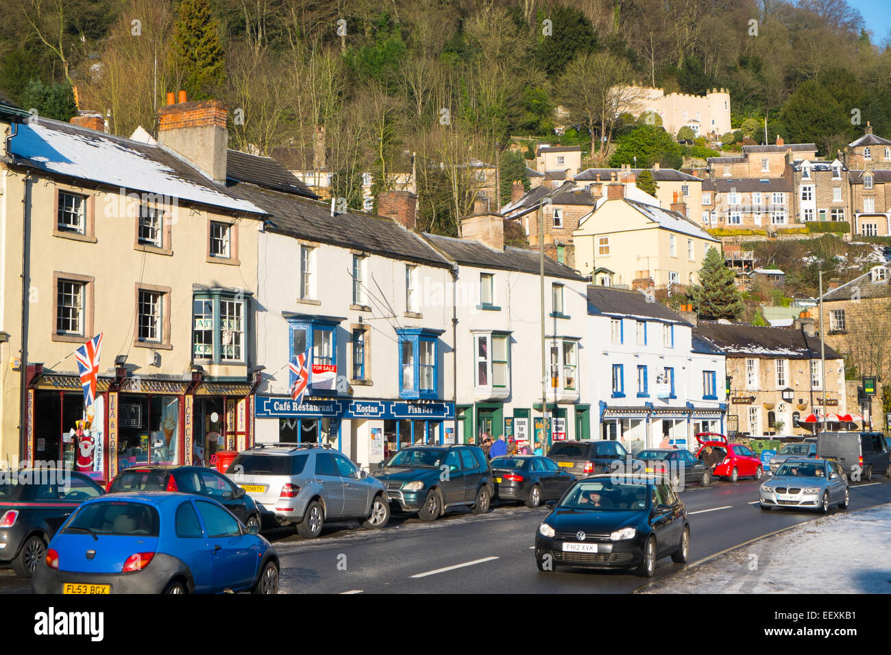 Matlock Bath Stadt an der A6 in Derbyshire, England, Großbritannien Stockfoto