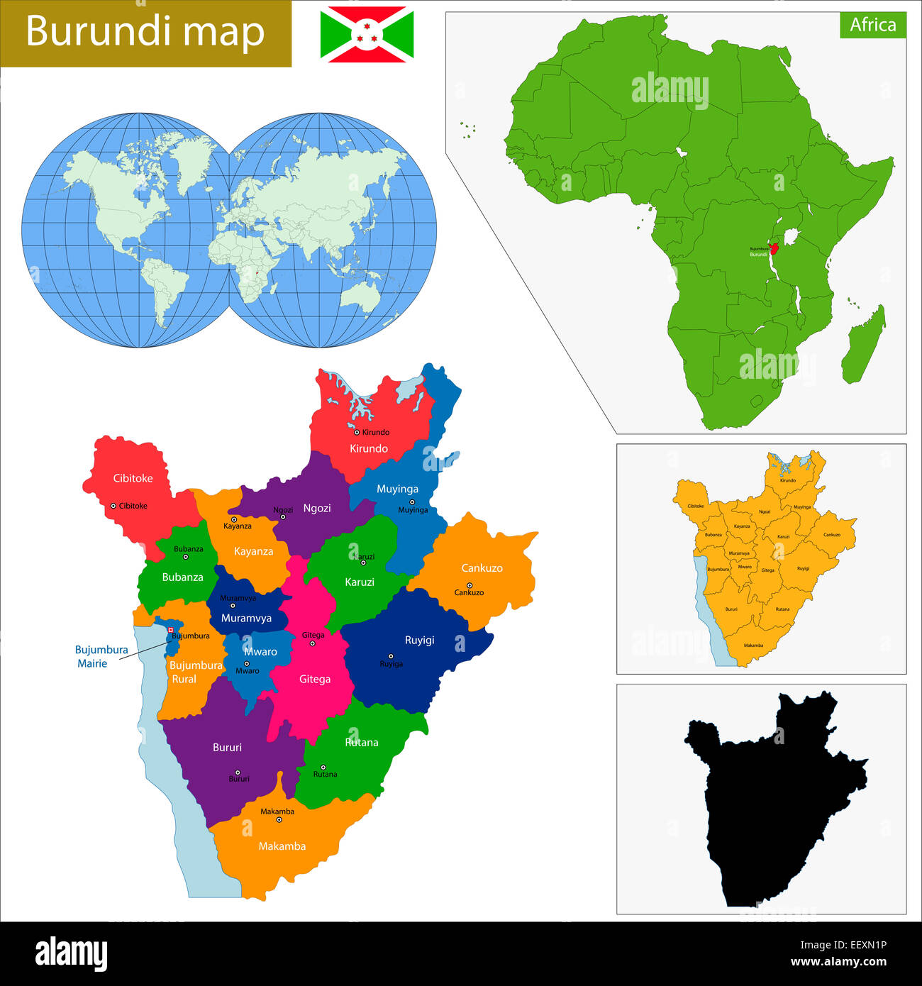 Burundi-Karte Stockfoto