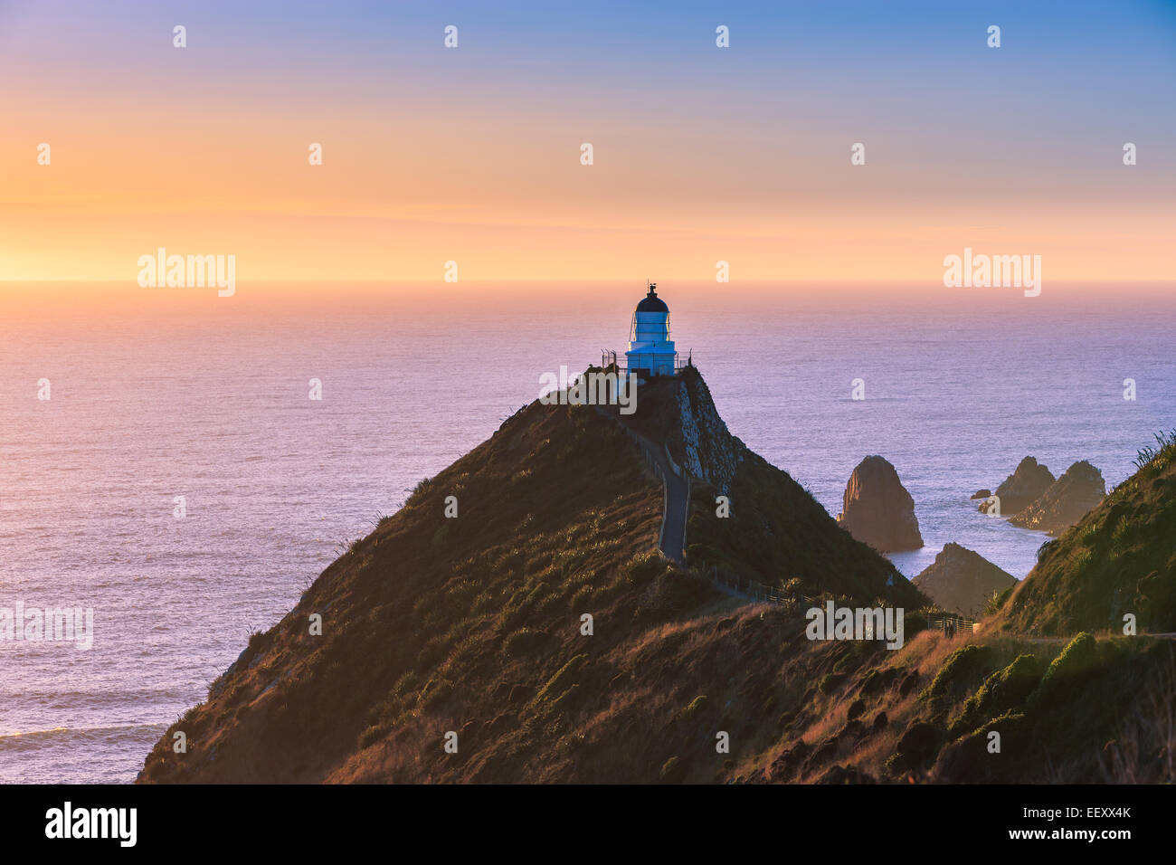 Leuchtturm am Nugget Point, Catlins, Südinsel, Neuseeland Stockfoto